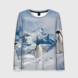 Лонгслив женский Пингвин в горах, цвет: 3D-принт