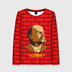 Лонгслив женский Ленин: красная стена, цвет: 3D-принт