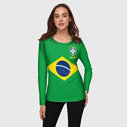 Лонгслив женский Сборная Бразилии: зеленая, цвет: 3D-принт — фото 2
