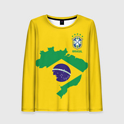 Лонгслив женский Сборная Бразилии: желтая, цвет: 3D-принт