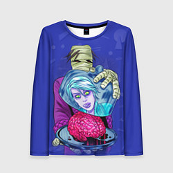 Лонгслив женский I-ZOMBIE с мумией и мозгами, цвет: 3D-принт