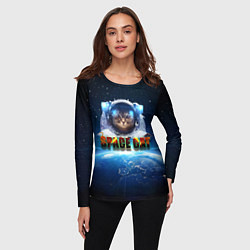 Лонгслив женский Космический кот, цвет: 3D-принт — фото 2