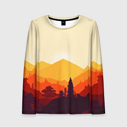 Лонгслив женский Горы закат пейзаж лиса арт, цвет: 3D-принт