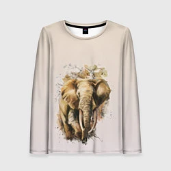 Лонгслив женский Акварельный слон брызги, цвет: 3D-принт