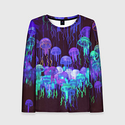 Лонгслив женский Неоновые медузы, цвет: 3D-принт