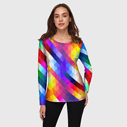 Лонгслив женский Пиксельная радуга, цвет: 3D-принт — фото 2