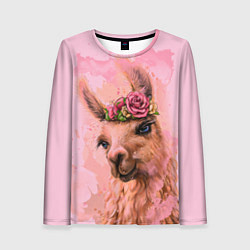 Женский лонгслив Лама с цветами