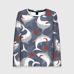 Лонгслив женский Акулы, цвет: 3D-принт