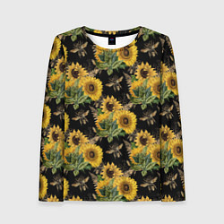 Лонгслив женский Fashion Sunflowers and bees, цвет: 3D-принт