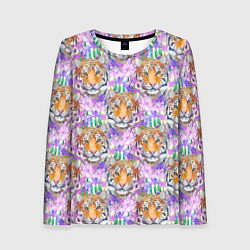 Лонгслив женский Тигр в цветах, цвет: 3D-принт