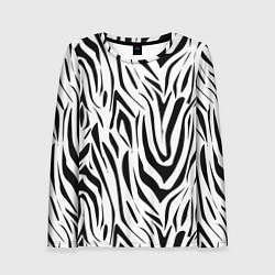 Лонгслив женский Черно-белая зебра, цвет: 3D-принт