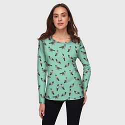 Лонгслив женский Голуби на зеленом, цвет: 3D-принт — фото 2