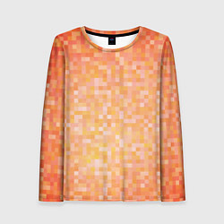 Лонгслив женский Оранжевая пиксель абстракция, цвет: 3D-принт