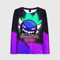 Лонгслив женский Geometry Dash: Neon Evil, цвет: 3D-принт