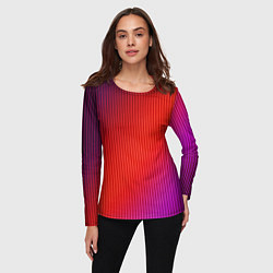 Лонгслив женский Оранжево-фиолетовый градиент, цвет: 3D-принт — фото 2