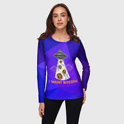 Лонгслив женский Я хочу биткоин!!!, цвет: 3D-принт — фото 2