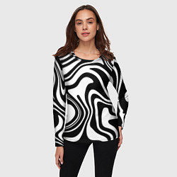 Лонгслив женский Черно-белые полосы Black and white stripes, цвет: 3D-принт — фото 2