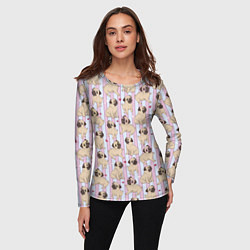 Лонгслив женский Забавные Мопсы, цвет: 3D-принт — фото 2