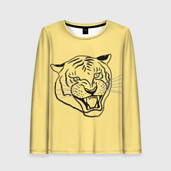 Лонгслив женский Тигр на золотом фоне, цвет: 3D-принт