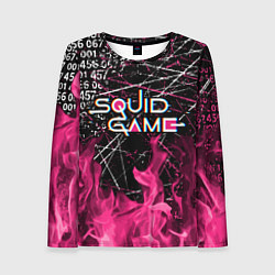 Лонгслив женский ИГРА В КАЛЬМАРА ОГОНЬ SQUID GAME FIRE, цвет: 3D-принт