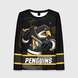 Лонгслив женский Питтсбург Пингвинз, Pittsburgh Penguins, цвет: 3D-принт