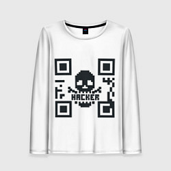 Лонгслив женский Хакерю QR-code Qr код для программистов, цвет: 3D-принт