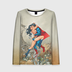 Женский лонгслив The Kiss of Superman and Wonder Woman