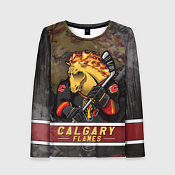 Лонгслив женский Калгари Флэймз, Calgary Flames Маскот, цвет: 3D-принт