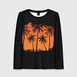 Лонгслив женский Пальмы на пляже, цвет: 3D-принт