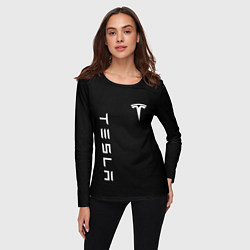 Лонгслив женский Tesla Тесла логотип и надпись, цвет: 3D-принт — фото 2