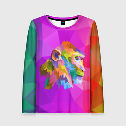 Лонгслив женский Цветная обезьяна Color monkey, цвет: 3D-принт