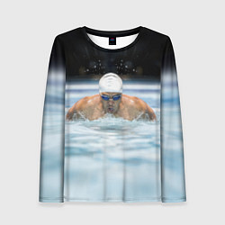 Лонгслив женский Плавание Пловец, цвет: 3D-принт