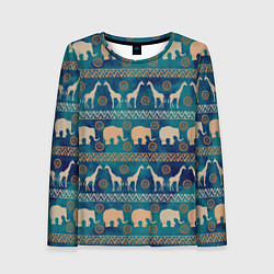 Лонгслив женский Жирафы и слоны, цвет: 3D-принт
