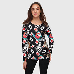 Лонгслив женский Алиса в стране чудес - карты, цвет: 3D-принт — фото 2