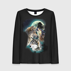 Женский лонгслив Волки и Луна Wolves