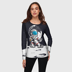 Лонгслив женский Космонавт - каратист, цвет: 3D-принт — фото 2