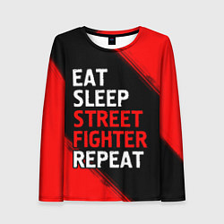 Женский лонгслив Eat Sleep Street Fighter Repeat Краска