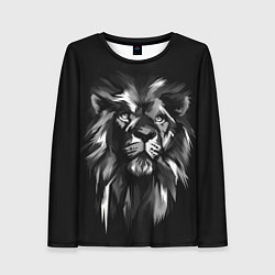 Лонгслив женский Голова льва в черно-белом изображении, цвет: 3D-принт
