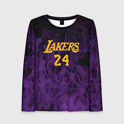 Лонгслив женский Lakers 24 фиолетовое пламя, цвет: 3D-принт