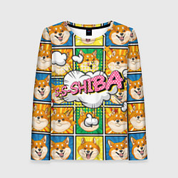 Женский лонгслив Pop art shiba inu