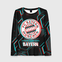 Женский лонгслив Bayern FC в стиле Glitch на темном фоне