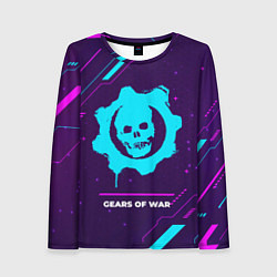 Лонгслив женский Символ Gears of War в неоновых цветах на темном фо, цвет: 3D-принт