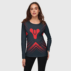 Лонгслив женский Красный Символ Destiny на темном фоне со стрелками, цвет: 3D-принт — фото 2