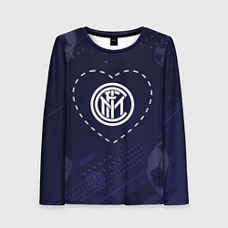 Женский лонгслив Лого Inter в сердечке на фоне мячей
