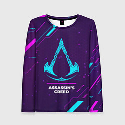 Женский лонгслив Символ Assassins Creed в неоновых цветах на темном