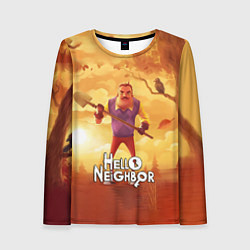 Женский лонгслив Hello Neighbor Привет сосед Сосед с лопатой