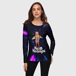 Лонгслив женский Hello Neighbor Привет сосед Бегущий сосед, цвет: 3D-принт — фото 2