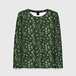 Лонгслив женский Листья зеленый плюща - паттерн, цвет: 3D-принт
