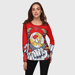 Лонгслив женский СССР серп и молот герб, цвет: 3D-принт — фото 2