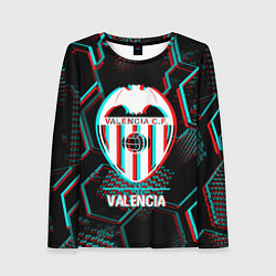 Женский лонгслив Valencia FC в стиле glitch на темном фоне